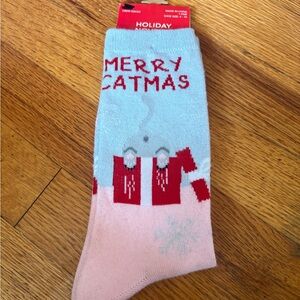 Merry Catmas Holiday Novelty Socks